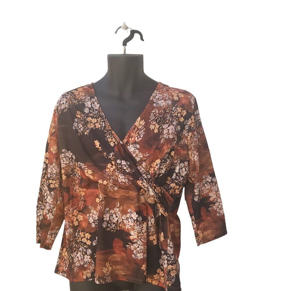 Allison‎ Daley Blouse Sz L Floral Multicolor Boho NWT